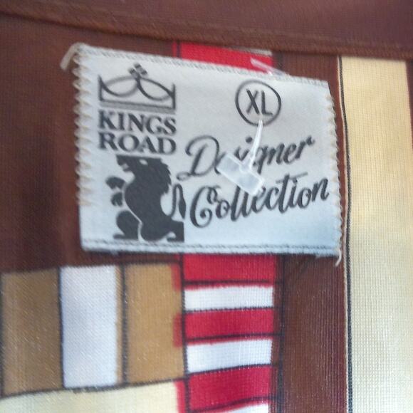 Vintage Kings Road Designer Collection Psychedelic Dagger Collar Top Shirt XL - Picture 5 of 7